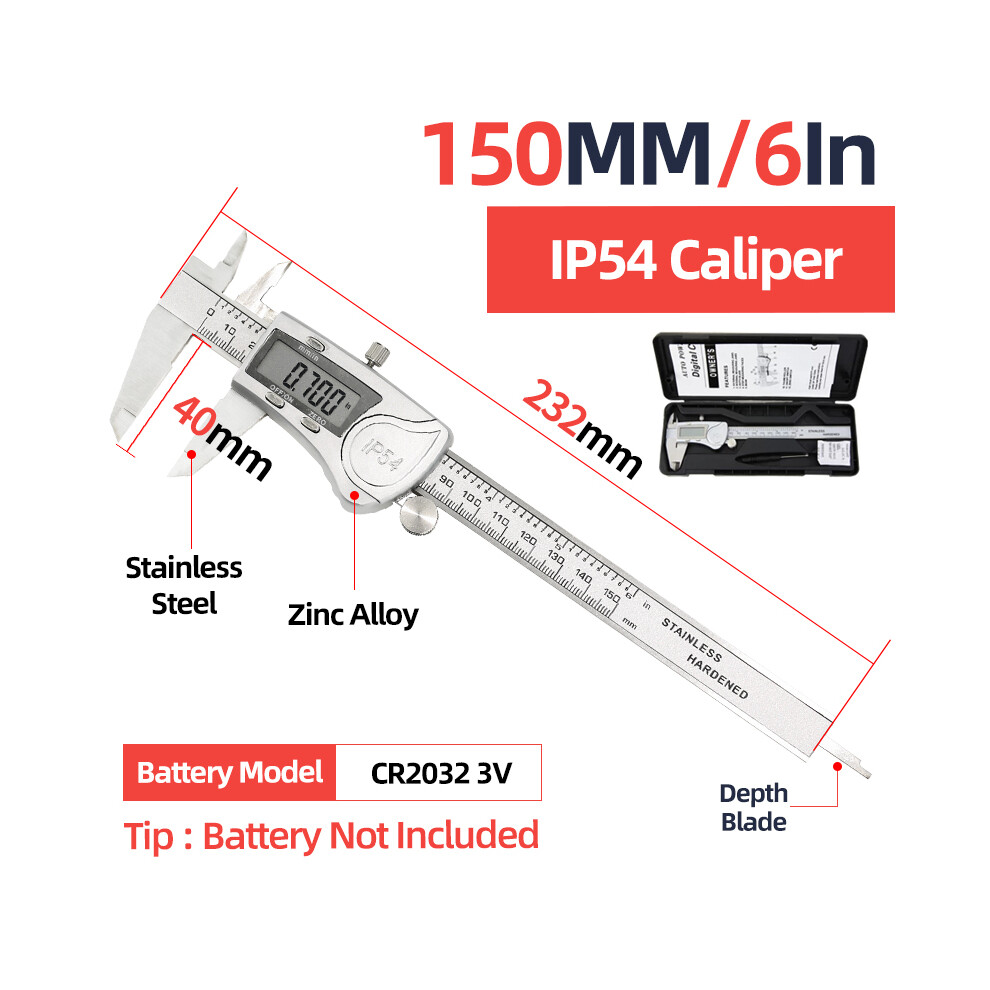 (Box Ip54 Caliper) Metal Caliper Digital Pachometer Professional Vernier Caliber Measuring Tools Woodworking Thickness 9008532339798