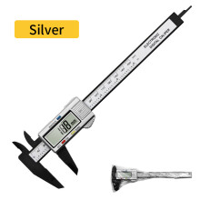 (150mm Silver) 150mm Electronic Digital Caliper Carbon Fiber Dial Vernier Caliper Gauge Pachometer Digital Ruler Micrometer