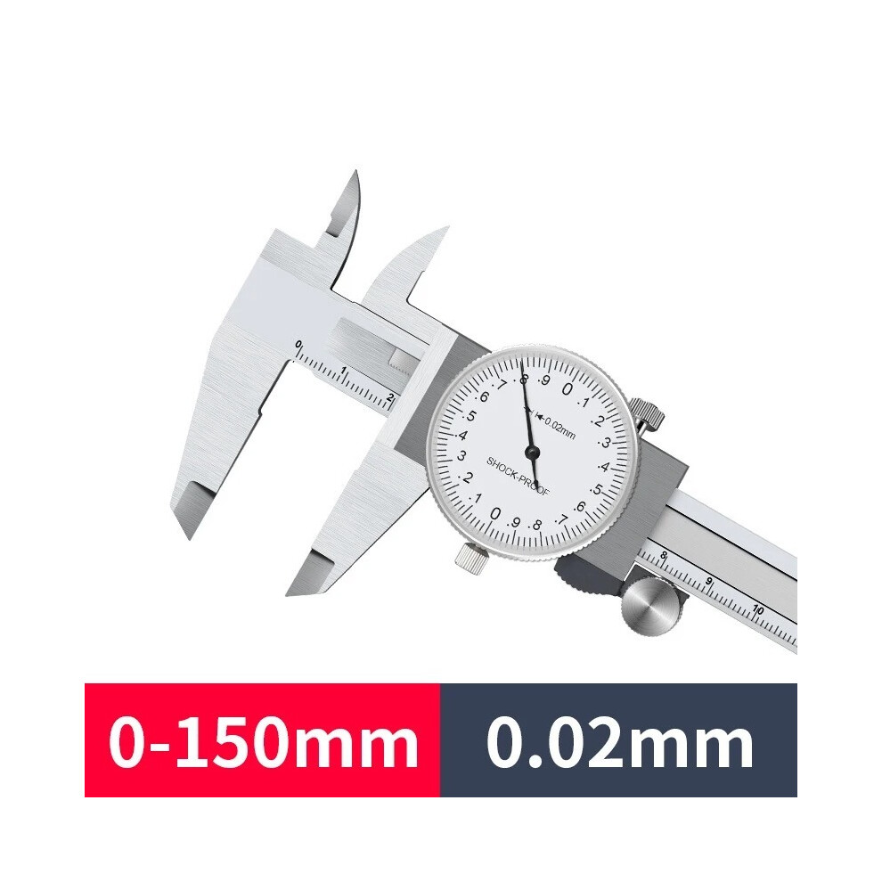 (0-150Mm No Box) Vernier Calipers 0.02Mm High Precision Anti-Vibration Pachometer Dial Caliper Metal Gauge Ruler Depth 9008532339811