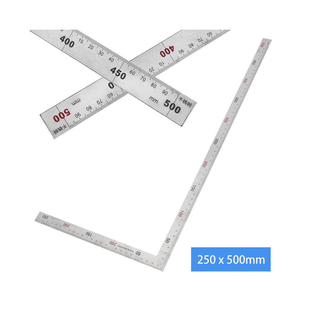 (250 X 500Mm) Square Ruler Right Angle 90 Degree Metal Stainless Steel Angle Ruler Woodworking Measuring Tool For 9008532346178