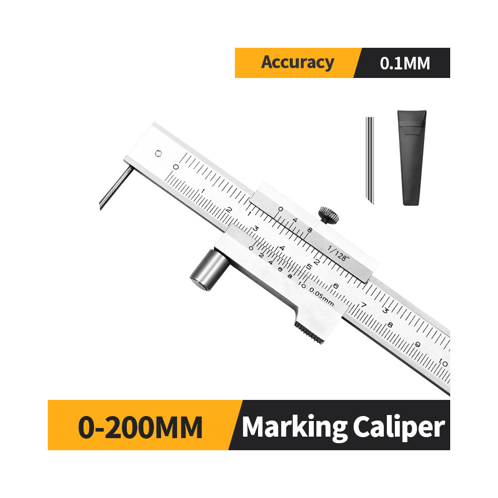 (Caliper 0-200Mm) Kerseo 0-200Mm Marking Caliper With Carbide Needle Scriber Parallel Stainless Steel Vernier Caliper 9008532340749