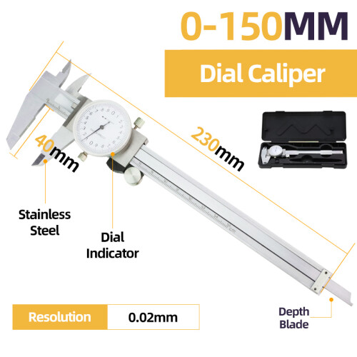 Digital Callipers Box (Box Dial Caliper) Metal Caliper Digital Caliper Stainless Steel ...