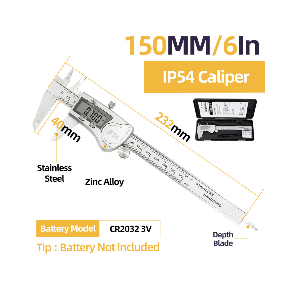 (Box Ip54 Caliper) Metal Caliper Digital Caliper Stainlessâ Steelâ Digitalâ Pachymeter Digital Micrometer Vernier Calipers 9008532340640