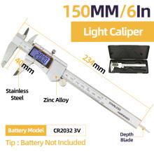 (Box Light Caliper) Metal Caliper Digital Caliper Stainless Steel Digital Pachymeter Digital Micrometer Vernier Calipers