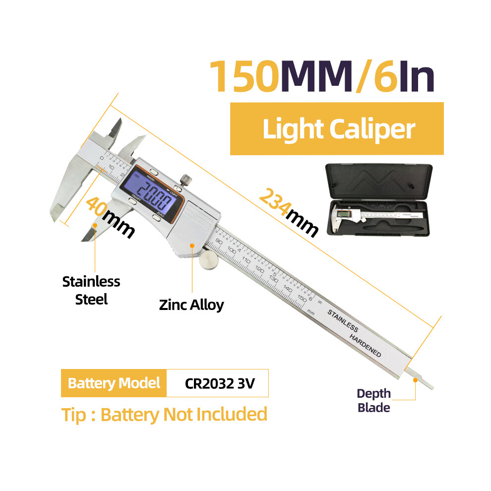 (Box Light Caliper) Metal Caliper Digital Caliper Stainlessâ Steelâ Digitalâ Pachymeter Digital Micrometer Vernier Calipers 9008532341005