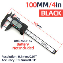 (Caliper Black 100) Vernier Caliper Electronic Digital Caliper Plastic Gauge Micrometer LCD Digital Ruler Measuring Tool