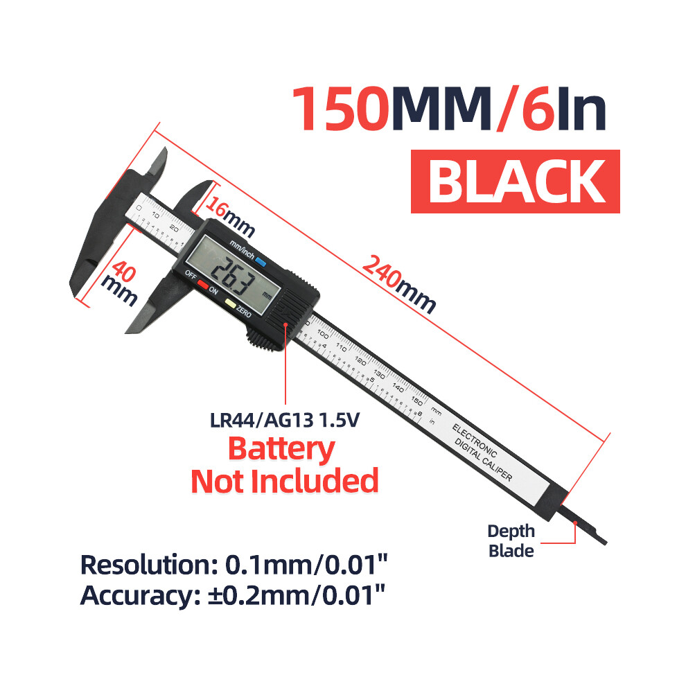 (Caliper Black 150) Vernier Caliper Electronic Digital Caliper Plastic Gauge Micrometer Lcd Digital Ruler Measuring Tool 9008532348127