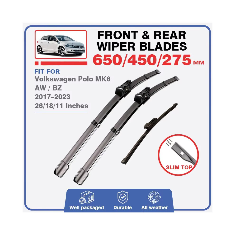 (Front Rear) Front Rear Windshield Wiper Blades For Volkswagen Vw Polo Mk6 6 Aw Bz 2017 Â 2023 Gti R Line Car Accessories 9008532305403