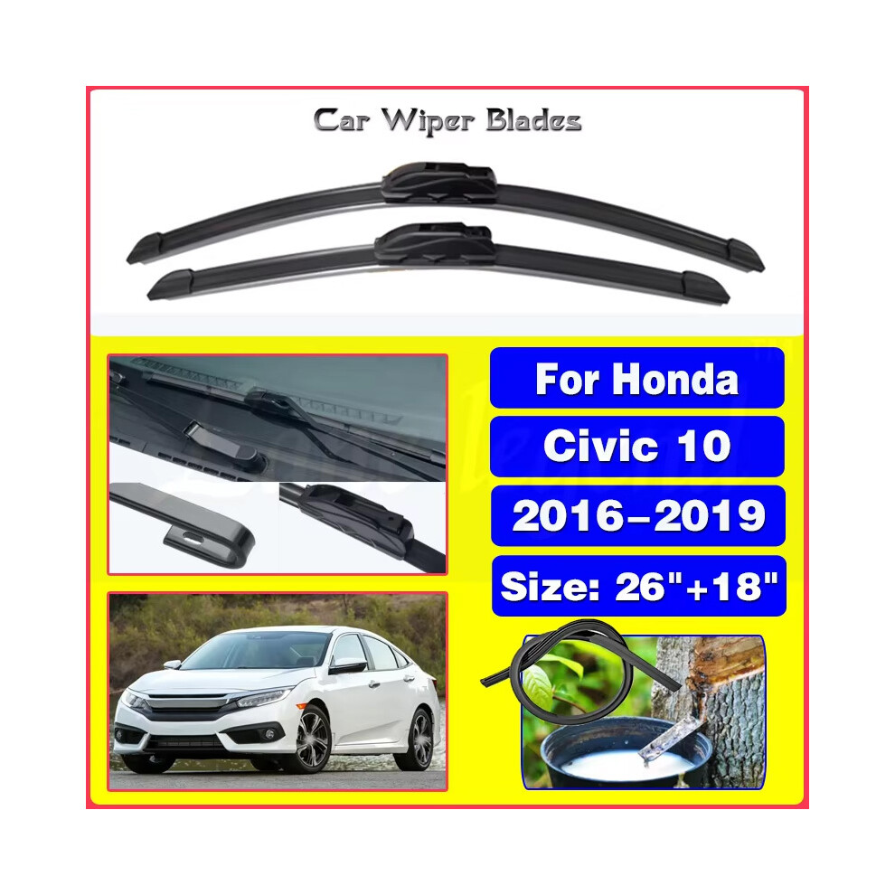 (black) Car Wiper For Honda Civic 10 Gen FC FC1 FC2 FC5 2016 2017 2018 2019 Front Wiper Blades Windscreen Wipers-image-OPC-PGJQJ25-NEW