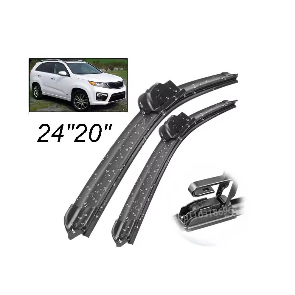 (Black) Wiper Front Wiper Blades For Kia Sorento Mk2 2010 - 2014 Windshield Windscreen Clean Window Car Rain Black 9008532308282