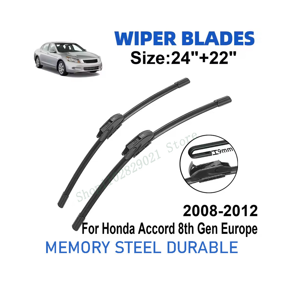(Black) 2Pcs Wiper Blades Set Kit For Honda Accord 8Th Gen Europe 2008-2012 Front Windshield Brushes Windscreen Black 9008532308923