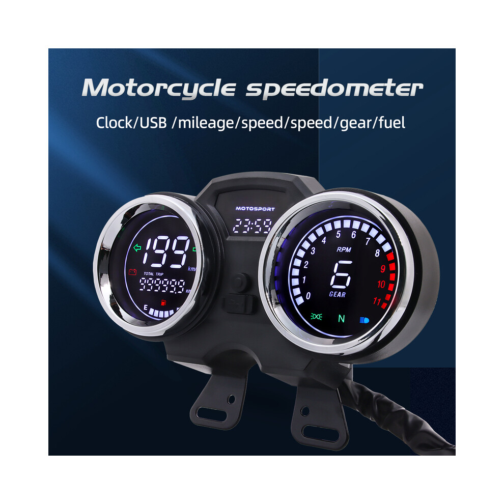 Ad Motorcycle Digital Board Universal Lcd Odometer Speedometer Meter Instrument Moto Dashboard Hour 9008532334922