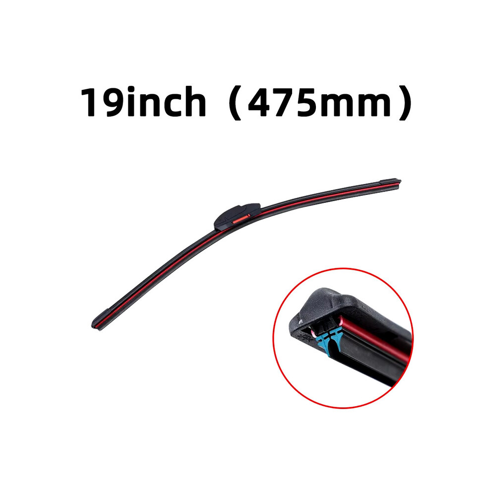 (19Inch (475Mm)) J/U Hook General Purpose Car Wiper Silent Car Front Windshield Wiper Soft Double Rubber Strip Windshield 9008532322264