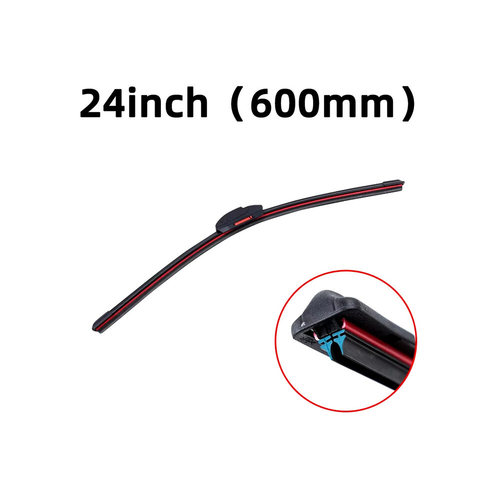 (24Inch (600Mm)) J/U Hook General Purpose Car Wiper Silent Car Front Windshield Wiper Soft Double Rubber Strip Windshield 9008532322301