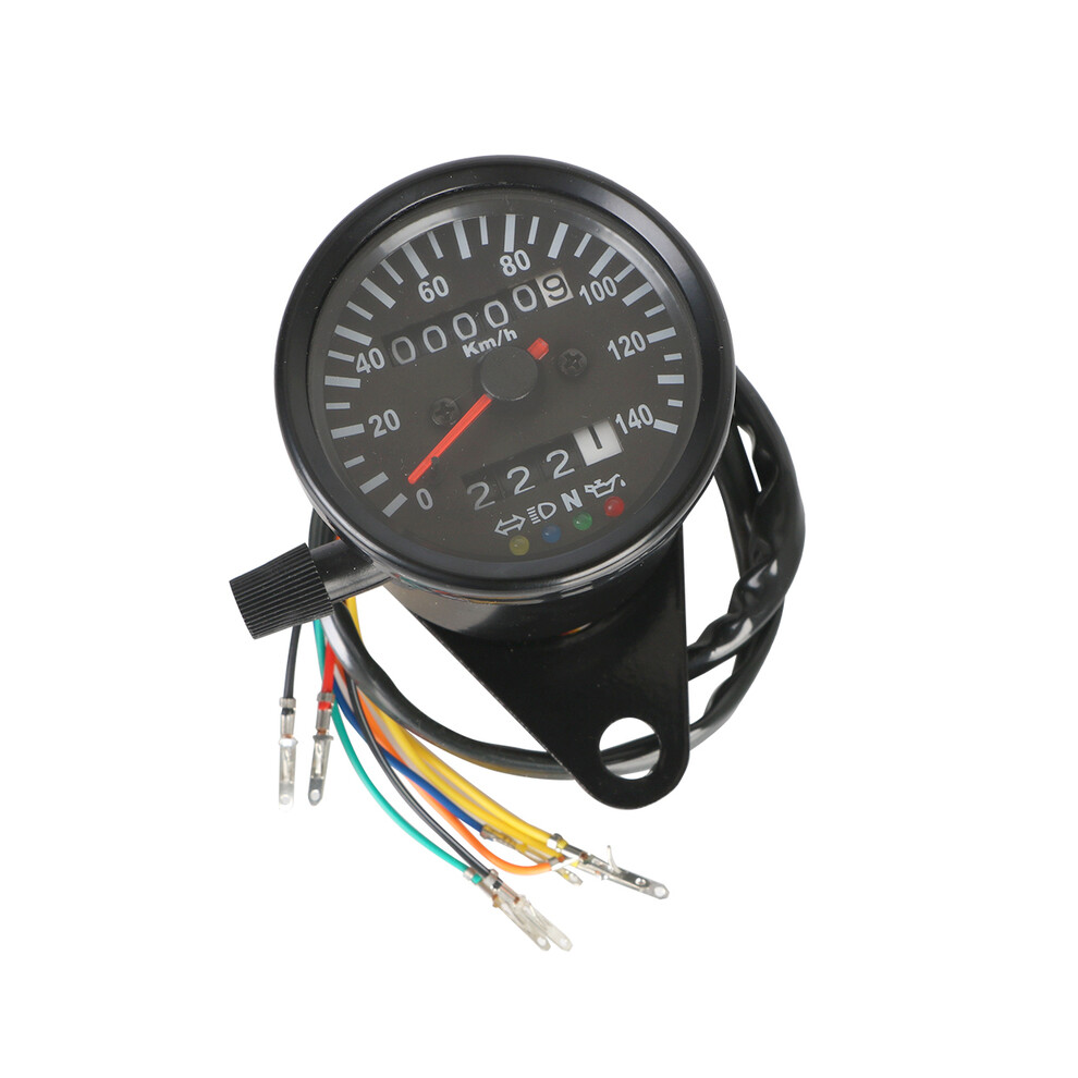() Motorcycle Speedometer Universal With Led Signal For Cafe Racer Motorbike Back Indicator Black/Light 9008532335783