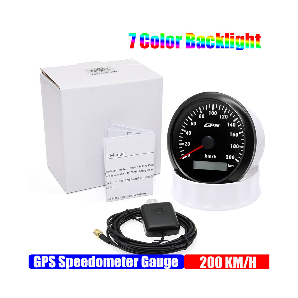 (200KMH BN) 85MM GPS Speedometer Gauge With GPS Antenna For Marine Boat 7 Color Backlight Boat Car Truck Speed Gauge-image-OPC-PGJQKCX-NEW