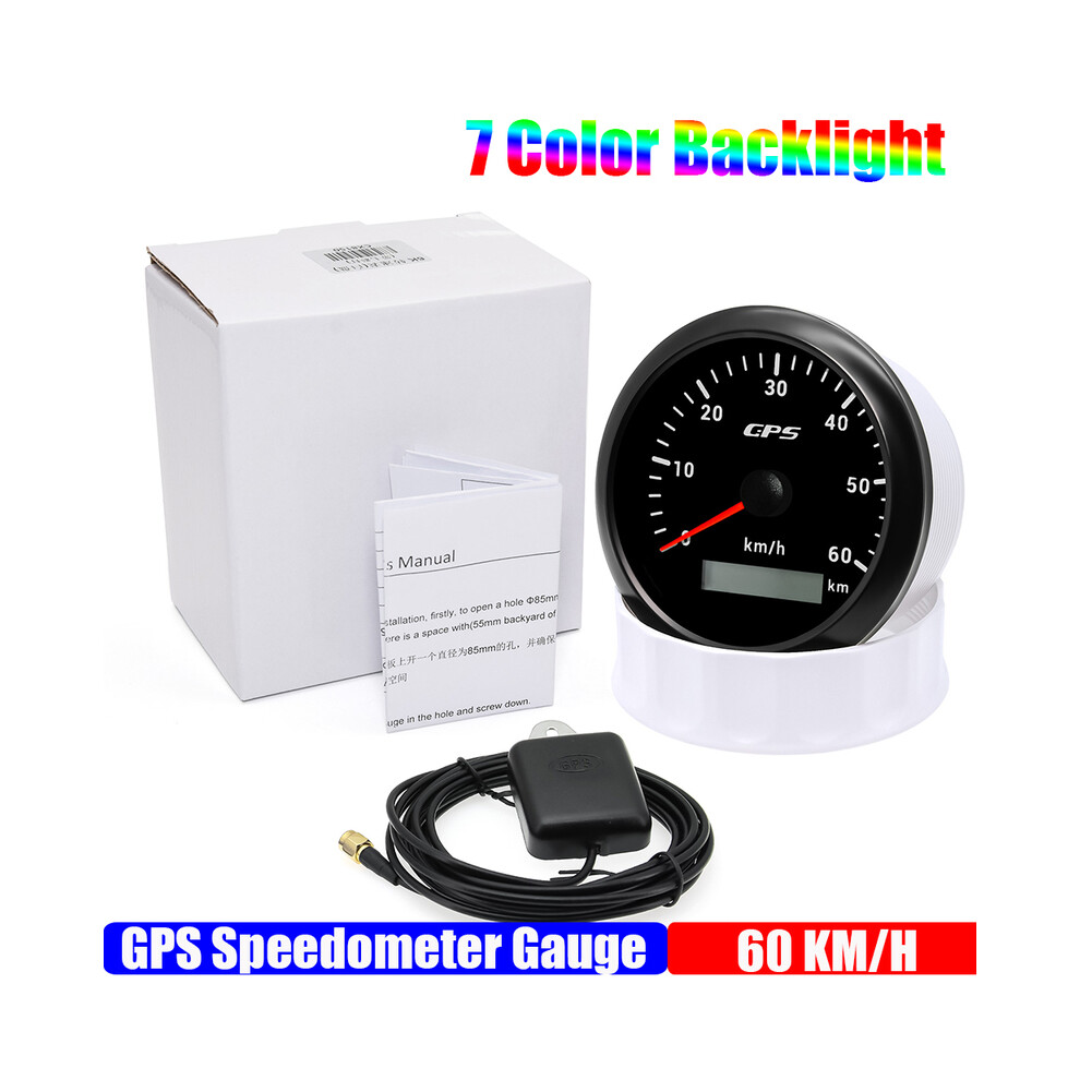 (60Kmh Bn) 85Mm Gps Speedometer Gauge With Gps Antenna For Marine Boat 7 Color Backlight Boat Car Truck Speed Gauge 9008532337787