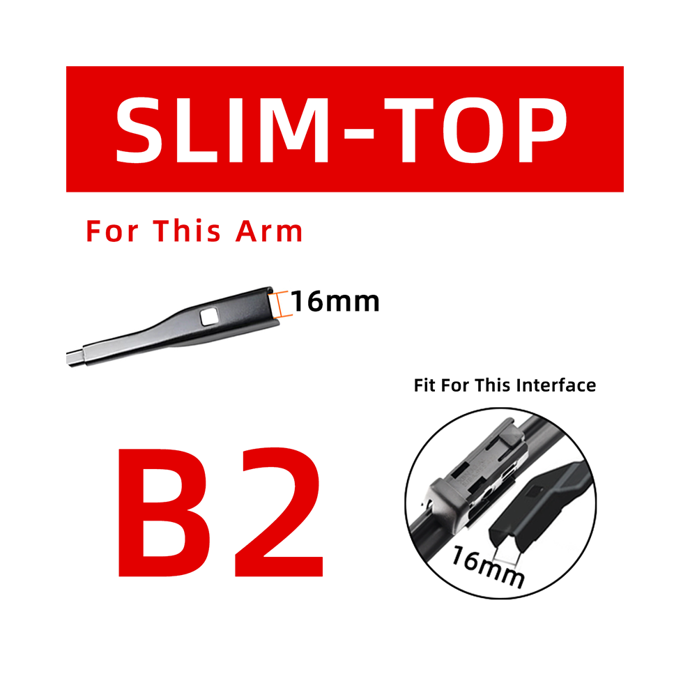 (16Inches 400mm, SLIM-TOP 16mm) 2025 NEW Style Car Wiper 11 Layers Rubber Front Windscreen Wiper Part Accessories J Hook Top Lock Pintab-image-OPC-PGJQKGS-NEW