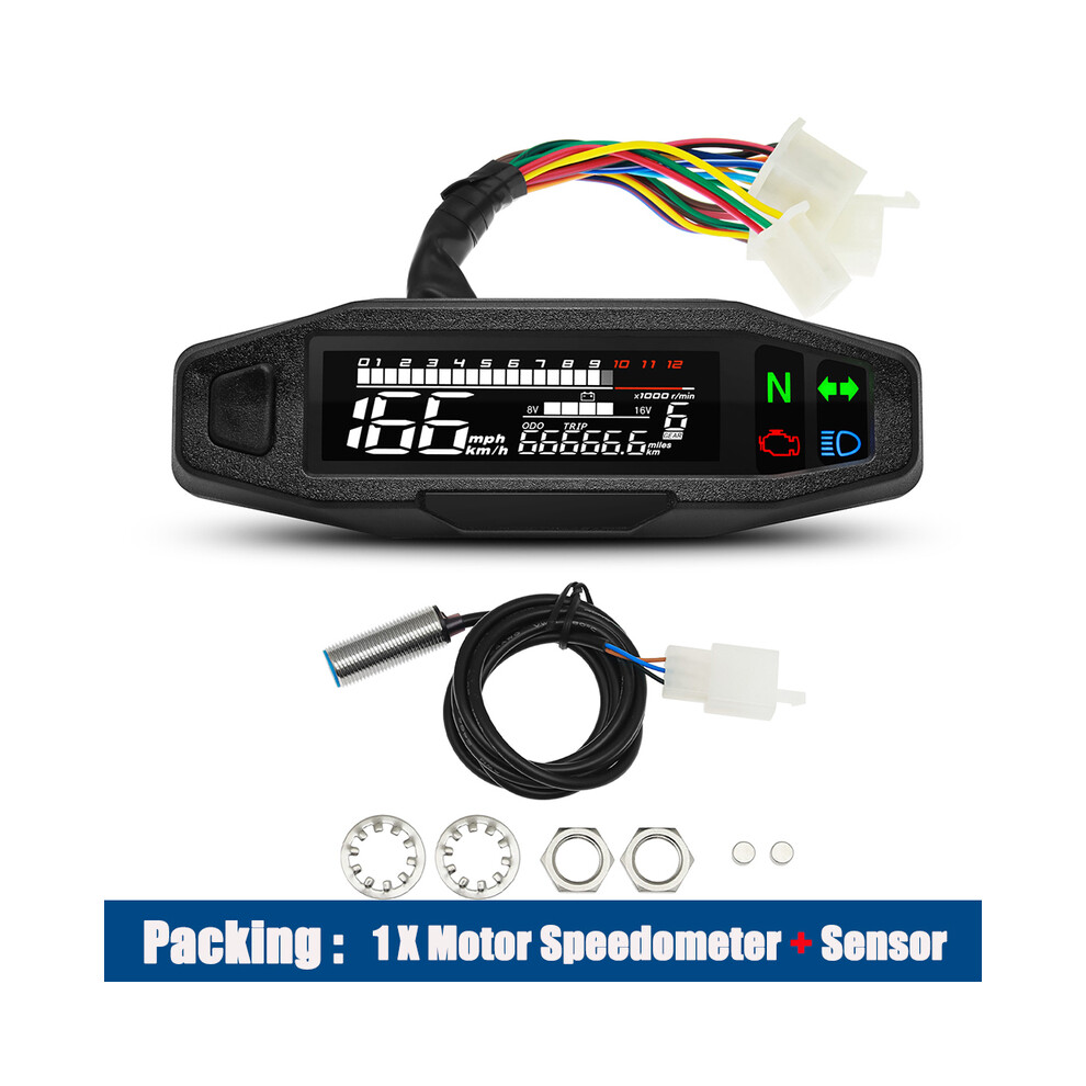 (With Sensor) Motorcycle Speedometer Universal Digital Dashboard Instrument With Turn Signal Km/H Hour Meter Light 9008532330139