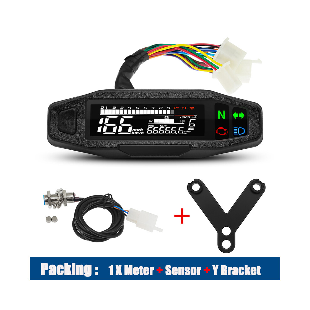 (Packing Kit A) Motorcycle Speedometer Universal Digital Dashboard Instrument With Turn Signal Km/H Hour Meter Light 9008532323490