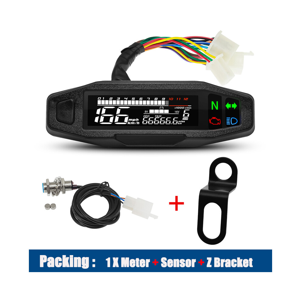 (Packing Kit B) Motorcycle Speedometer Universal Digital Dashboard Instrument With Turn Signal Km/H Hour Meter Light 9008532331945