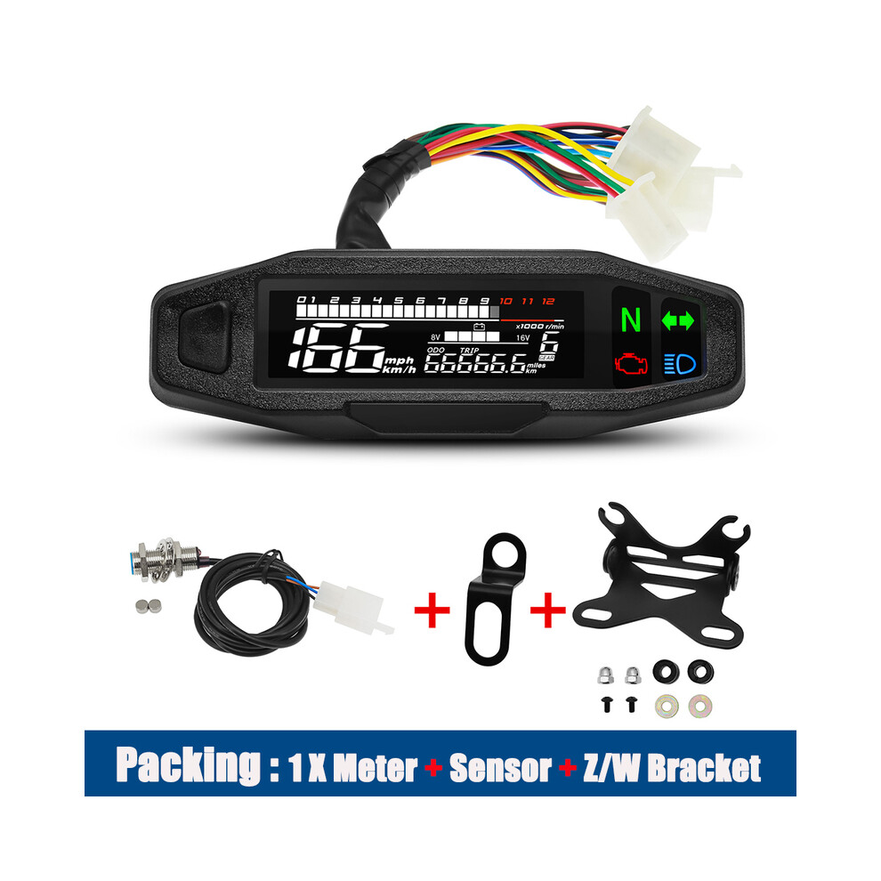 (Packing Kit C) Motorcycle Speedometer Universal Digital Dashboard Instrument With Turn Signal Km/H Hour Meter Light 9008532324473