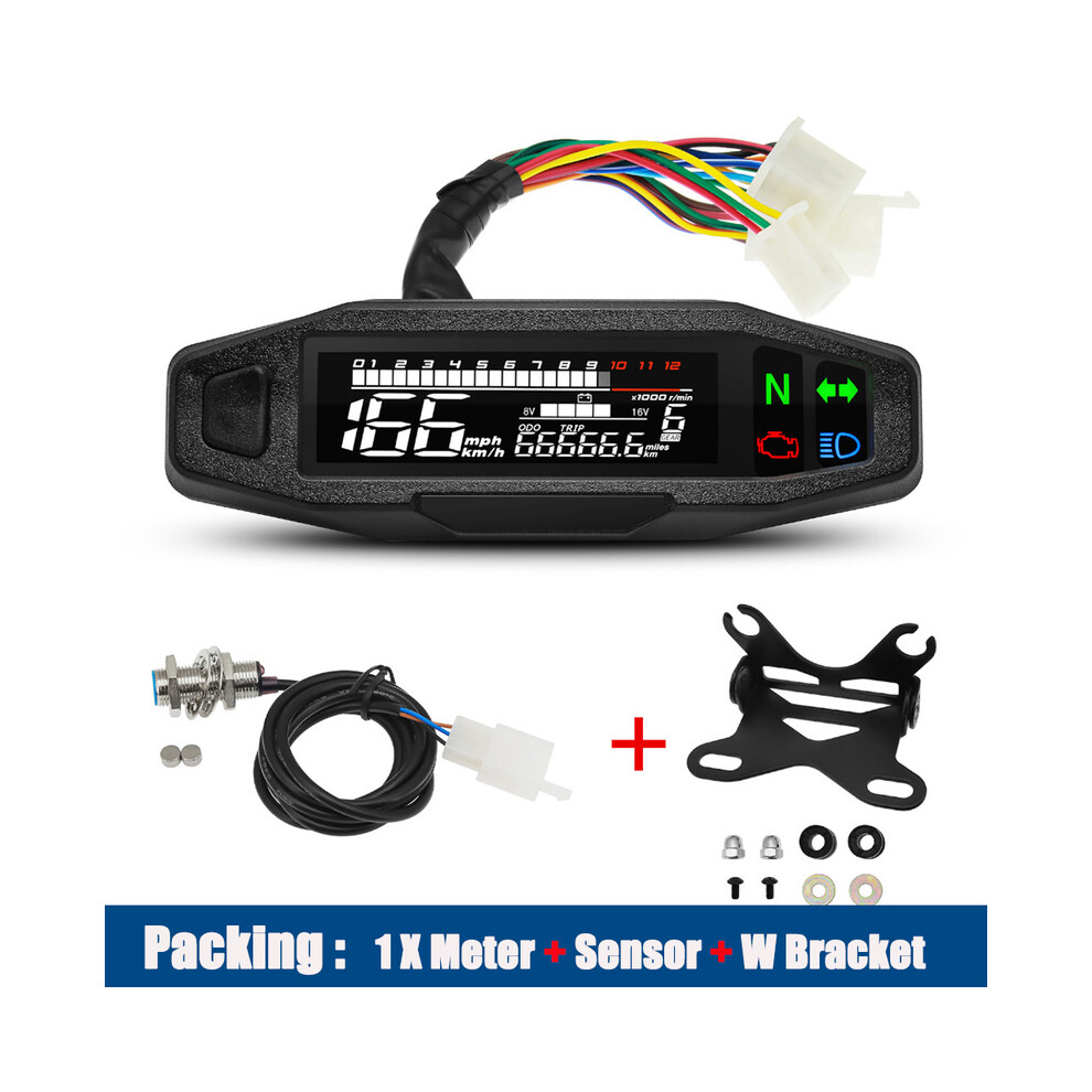 (Packing Kit D) Motorcycle Speedometer Universal Digital Dashboard Instrument With Turn Signal Km/H Hour Meter Light 9008532324213