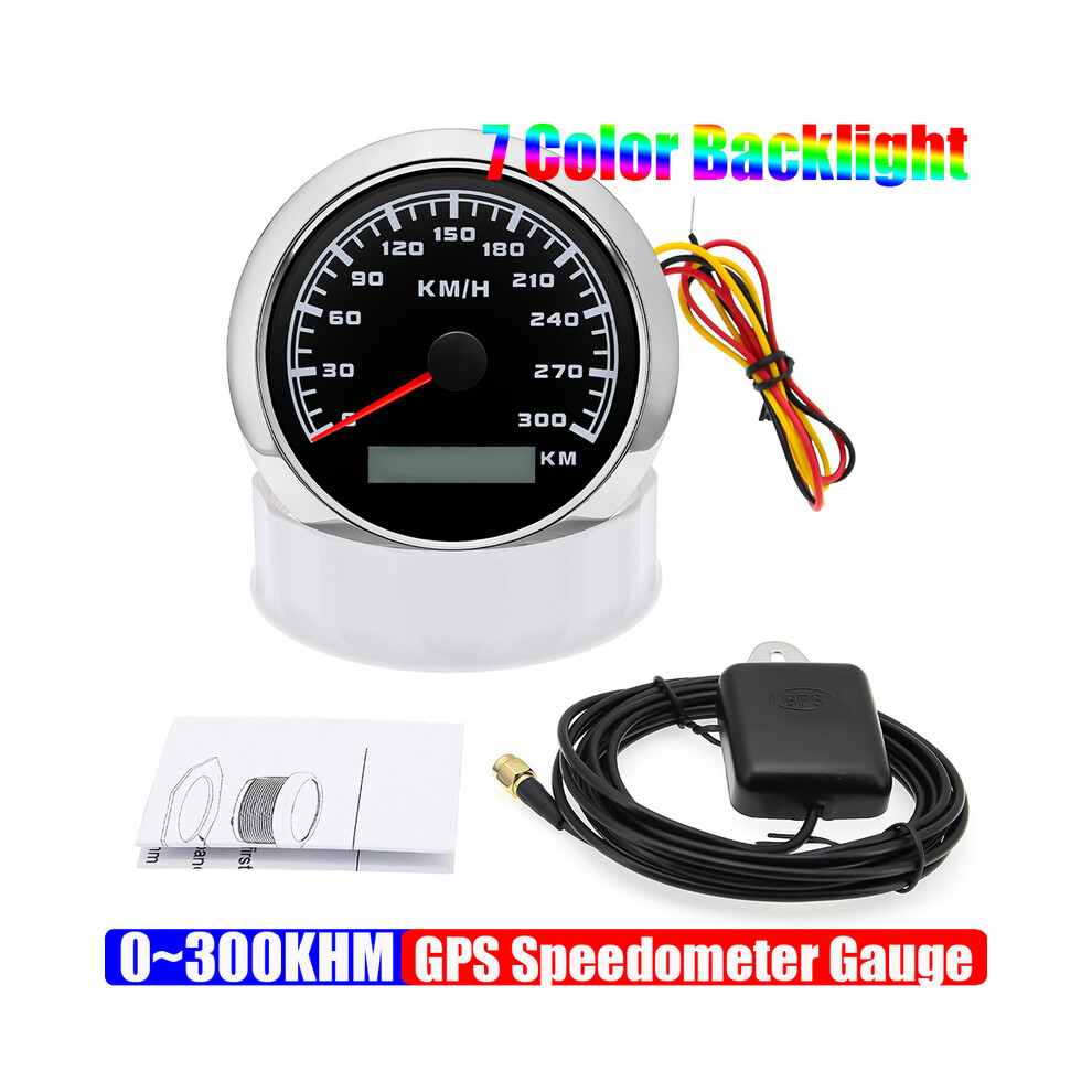 (Bs) 300Km/H 85Mm Gps Speedometer Waterproof 7 Color Backlight Odometer Speed Gauge Gps Antenna For Mairne 9008532337039