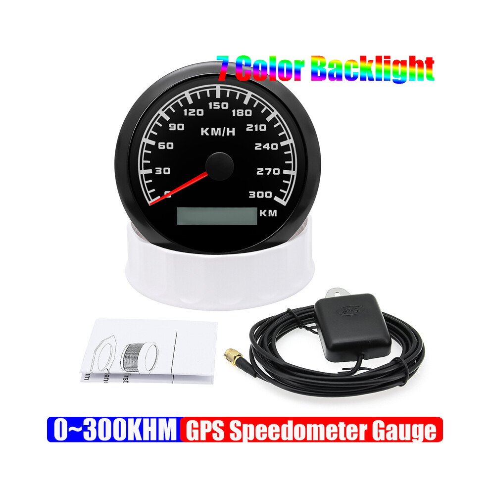 (Bb) 300Km/H 85Mm Gps Speedometer Waterproof 7 Color Backlight Odometer Speed Gauge Gps Antenna For Mairne 9008532337046