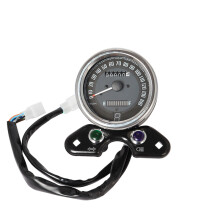 (1) Motorcycle Odometer LCD Digital Interface Fuel Gauge Speedometer With Light USB Charger For Honda CG125
