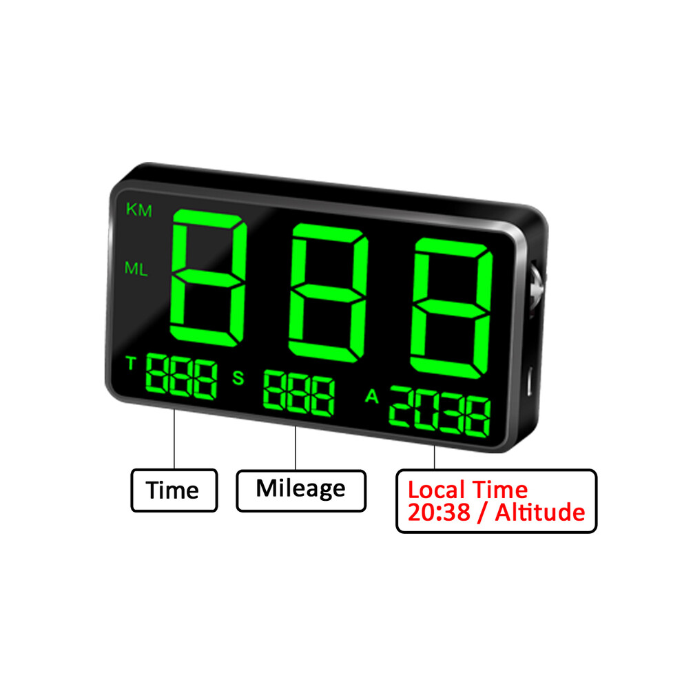 (C80 Gps Speedometer) Popular Gps Speedometer Odometer Car Digital Speed Display Mph Over Speed Alarm Clock For All Vehicles 9008532327368