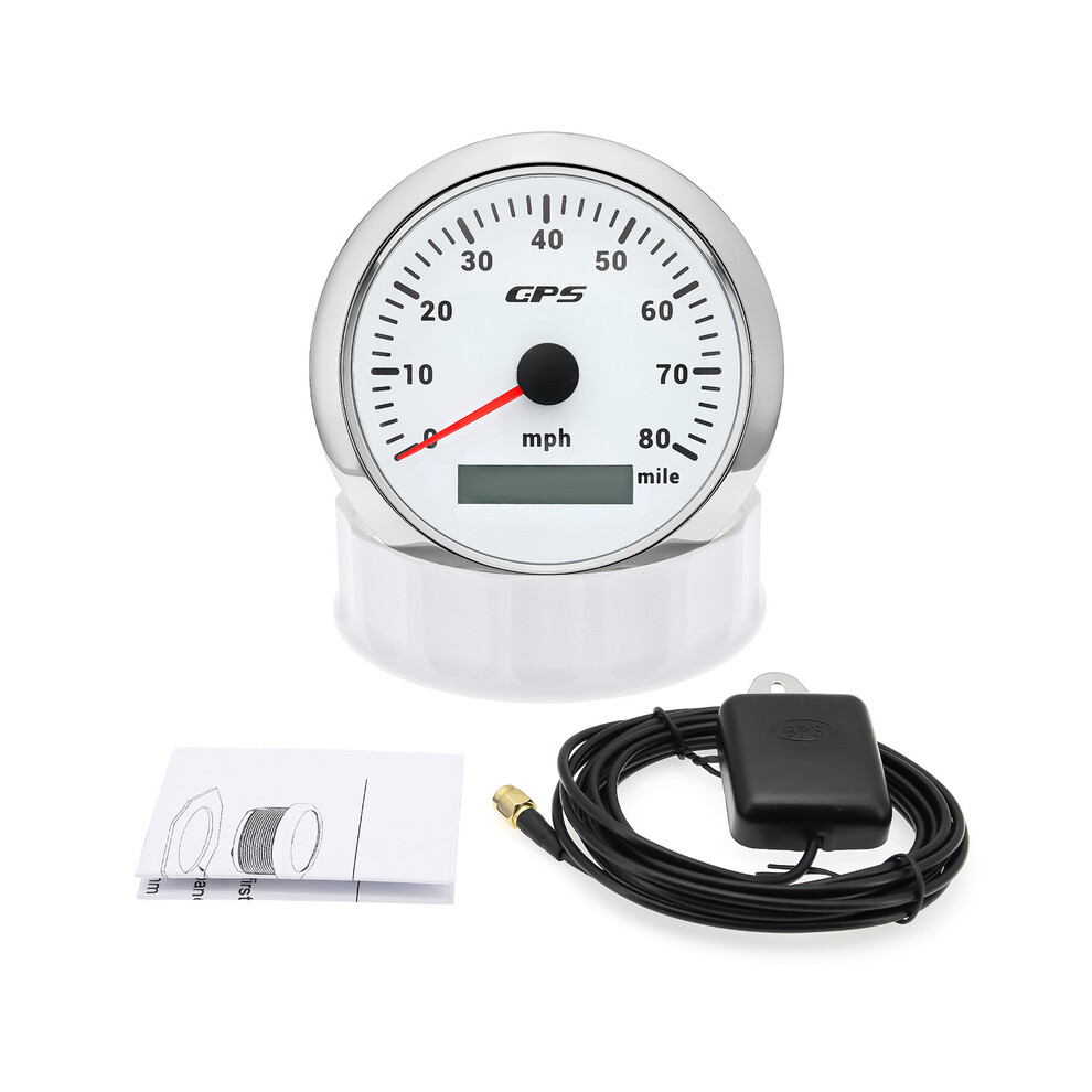 (Ws) Waterproof 85Mm Gps Speedometer Gauge 7 Colors Backlight Speed Gauge Mile Meter 0-80 Mph With Gps Antenna 9008532329539