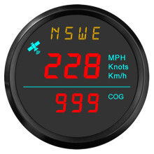 (Red BN) Marine 52mm GPS Speedometer with Compass for Ship Boats Yacht Universal 12V 24V without Odometer