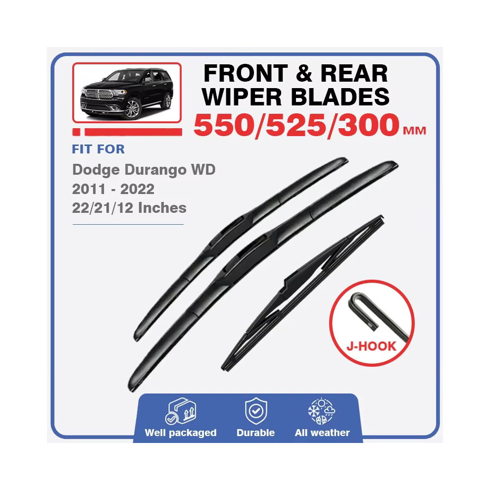 (Front Rear) Front & Rear Wipers Blades Set For Dodge Durango Wd 2011 - 2022 Srt Windshield Windscreen Accessories 9008532307490