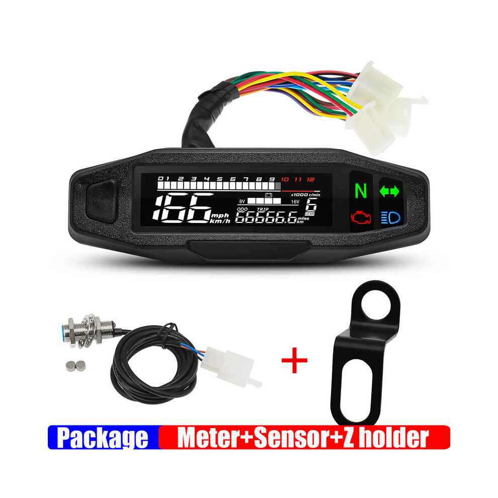 (Meter And Sensor Z) Universal Mini Rpm Gauge Motorcycle Meter Speedometer Digital Odometer Electric Injection Carburetor 9008532324930