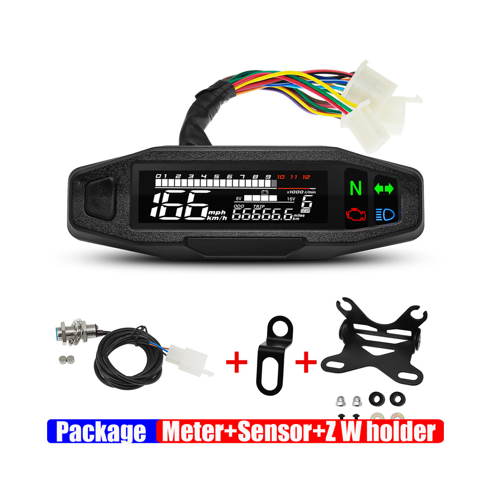 (Meter And Sensor Yw) Universal Mini Rpm Gauge Motorcycle Meter Speedometer Digital Odometer Electric Injection Carburetor 9008532326125