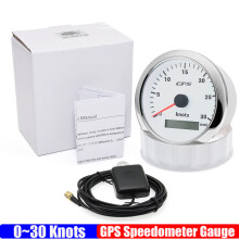 (30knots WS) Waterproof 85MM GPS Speedometer Gauge+Antenna 7 Color LED 0~60 Knots Odometer for Marine Car Boat Yacht