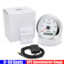 (60knots WS) Waterproof 85MM GPS Speedometer Gauge+Antenna 7 Color LED 0~60 Knots Odometer for Marine Car Boat Yacht