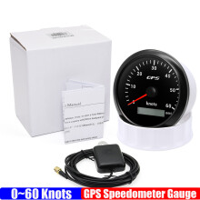 (60knots BN) Waterproof 85MM GPS Speedometer Gauge+Antenna 7 Color LED 0~60 Knots Odometer for Marine Car Boat Yacht