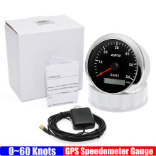 (60knots BS) Waterproof 85MM GPS Speedometer Gauge+Antenna 7 Color LED 0~60 Knots Odometer for Marine Car Boat Yacht