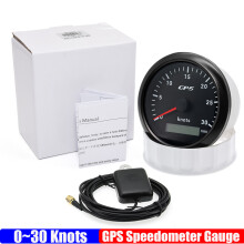 (30knots BB) Waterproof 85MM GPS Speedometer Gauge+Antenna 7 Color LED 0~60 Knots Odometer for Marine Car Boat Yacht