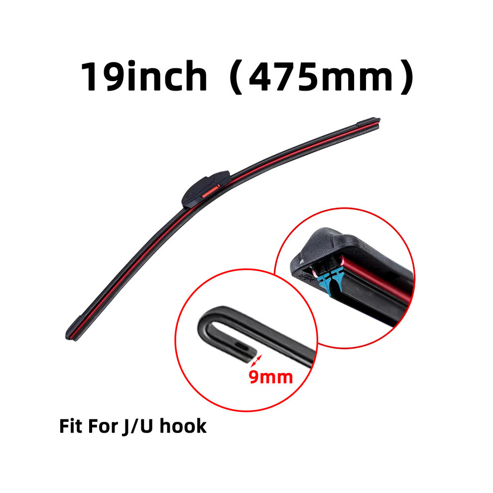(19Inch (475Mm)) Car Windshield Wiper Blade Waterproof Wiper Blade J/U Hook Double Rubber Wiper Blade 9008532311466