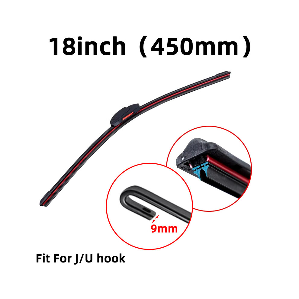 (18Inch (450Mm)) Car Windshield Wiper Blade Waterproof Wiper Blade J/U Hook Double Rubber Wiper Blade 9008532311718
