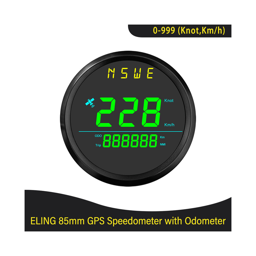 (-Bn) Newest 85Mm Digital Gps Speedometer 0-999 (Knots, Km/H) For Marine Sailboat Yacht With Backlight Gps Green 9008532338753