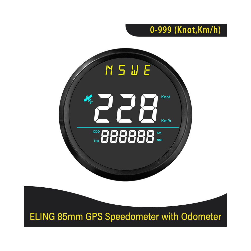 (-Bn) Newest 85Mm Digital Gps Speedometer 0-999 (Knots, Km/H) For Marine Sailboat Yacht With Backlight Gps White 9008532338845