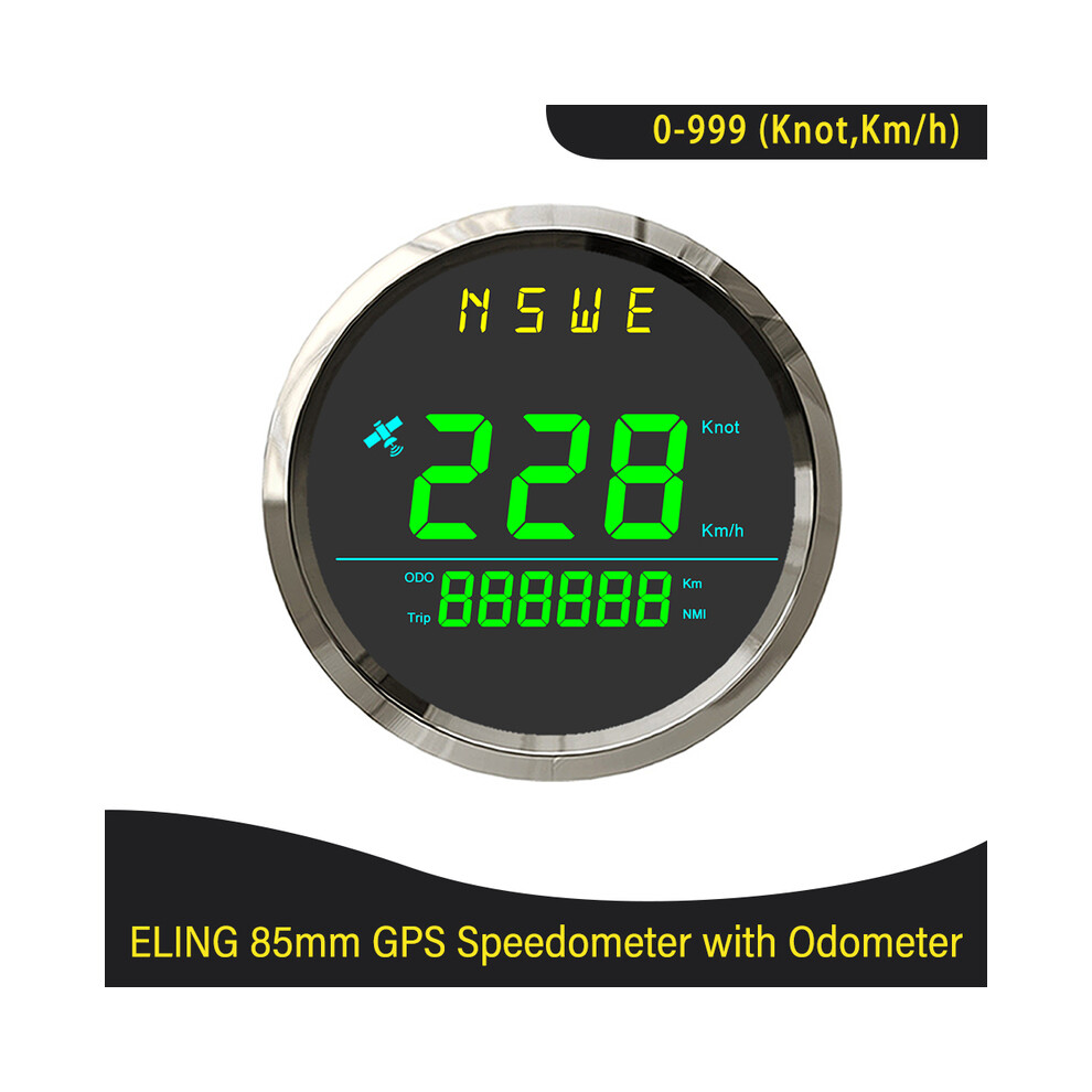 (-Bs) Newest 85Mm Digital Gps Speedometer 0-999 (Knots, Km/H) For Marine Sailboat Yacht With Backlight Gps Green 9008532338777