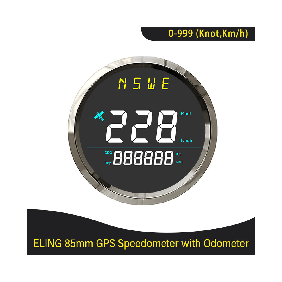 (-Bs) Newest 85Mm Digital Gps Speedometer 0-999 (Knots, Km/H) For Marine Sailboat Yacht With Backlight Gps White 9008532338869