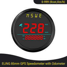 (Red-BN) Newest 85mm Digital GPS Speedometer 0-999 (Knots, km/h) for Marine Sailboat Yacht with Backlight GPS