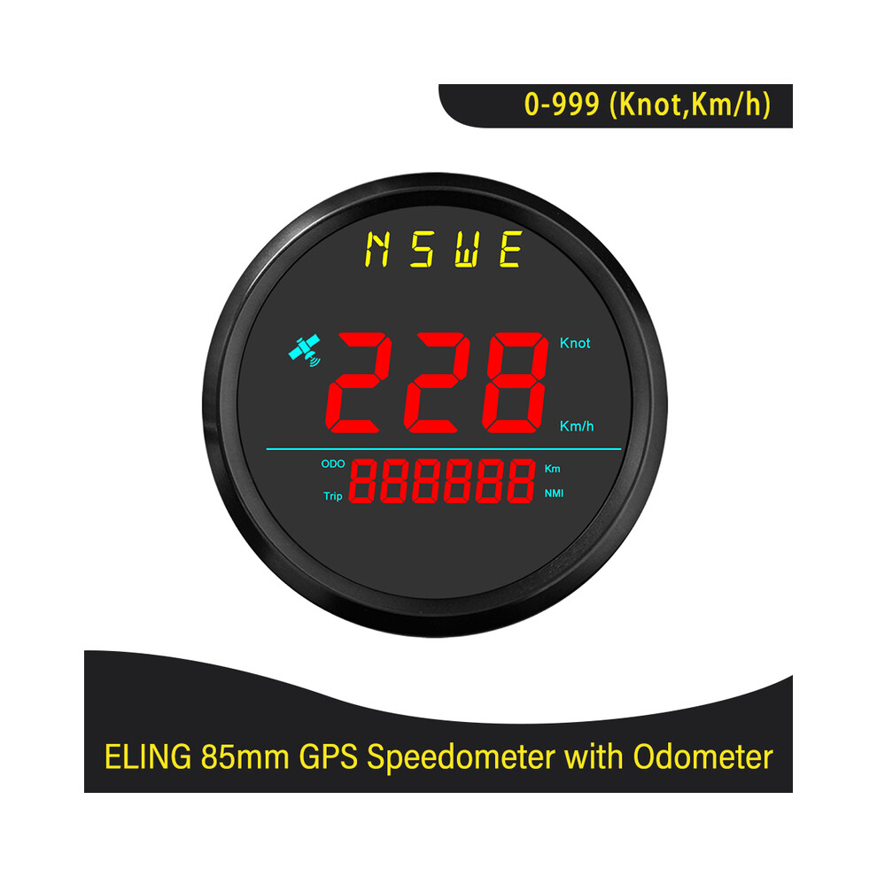 (-Bn) Newest 85Mm Digital Gps Speedometer 0-999 (Knots, Km/H) For Marine Sailboat Yacht With Backlight Gps Red 9008532338555