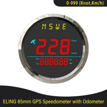 (Red-BS) Newest 85mm Digital GPS Speedometer 0-999 (Knots, km/h) for Marine Sailboat Yacht with Backlight GPS